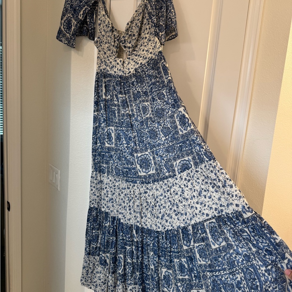 Abercrombie & Fitch Navy and Cream Maxi Dress